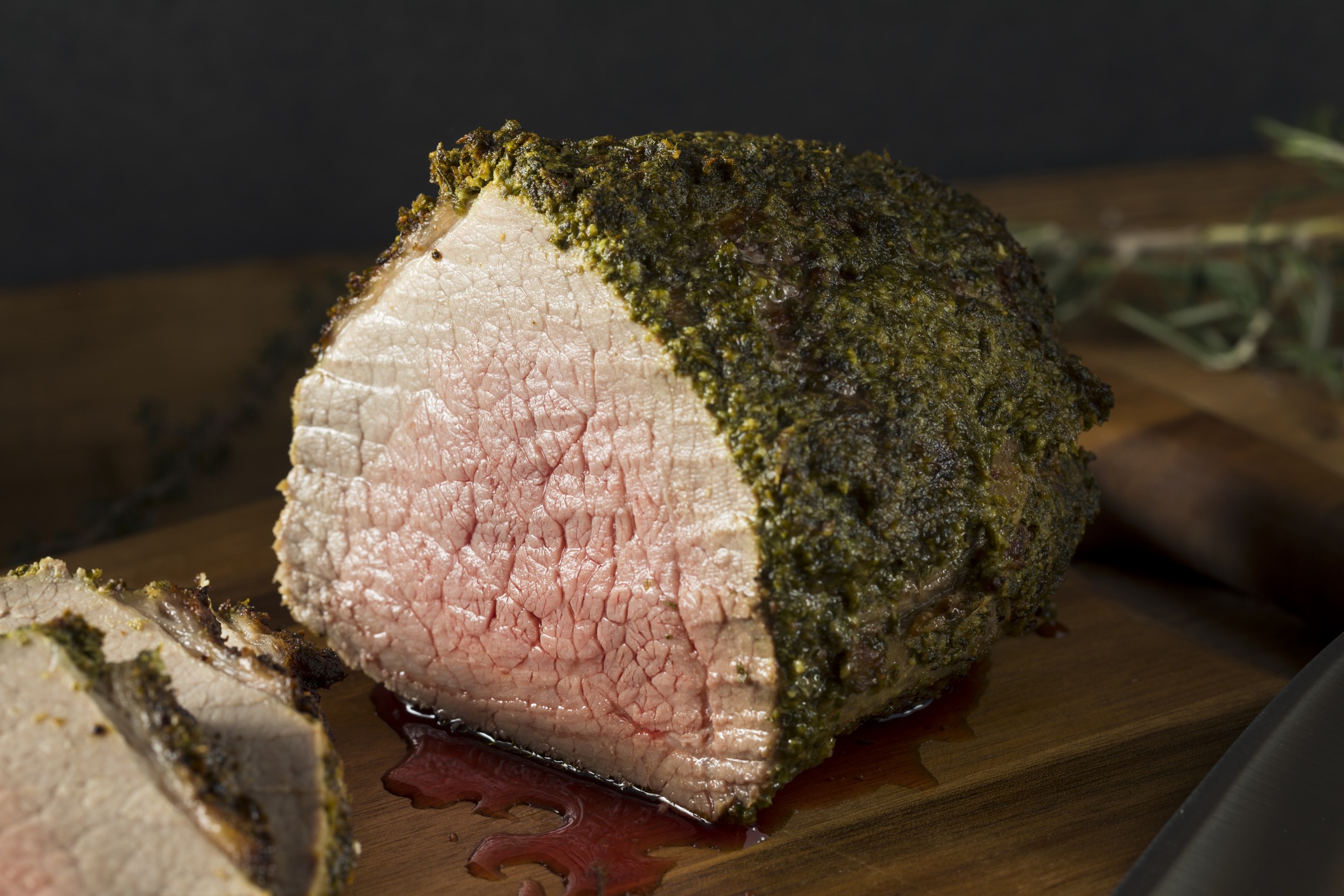 Herb Crusted Beef Roast with Horseradish Chive Sauce