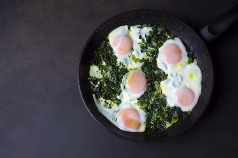 Skillet Baked Eggs with Spinach