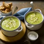Broccoli Soup With Blue Cheese Croutons