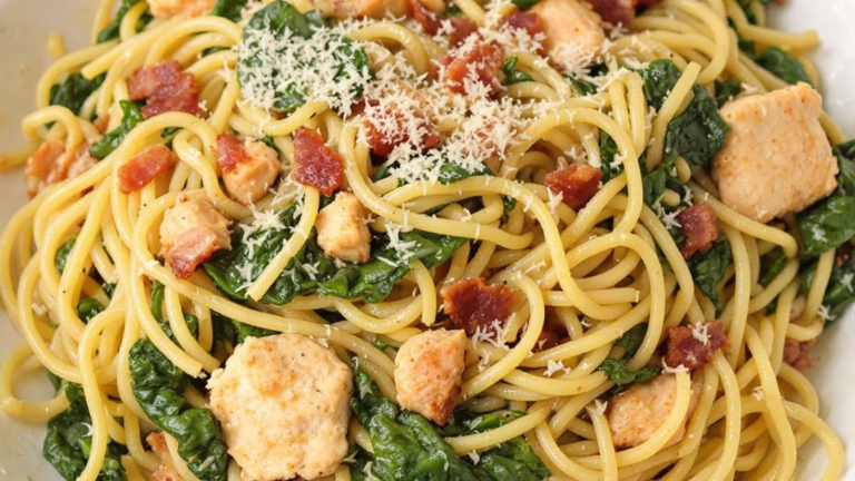 Chicken Bacon Spinach Spaghetti