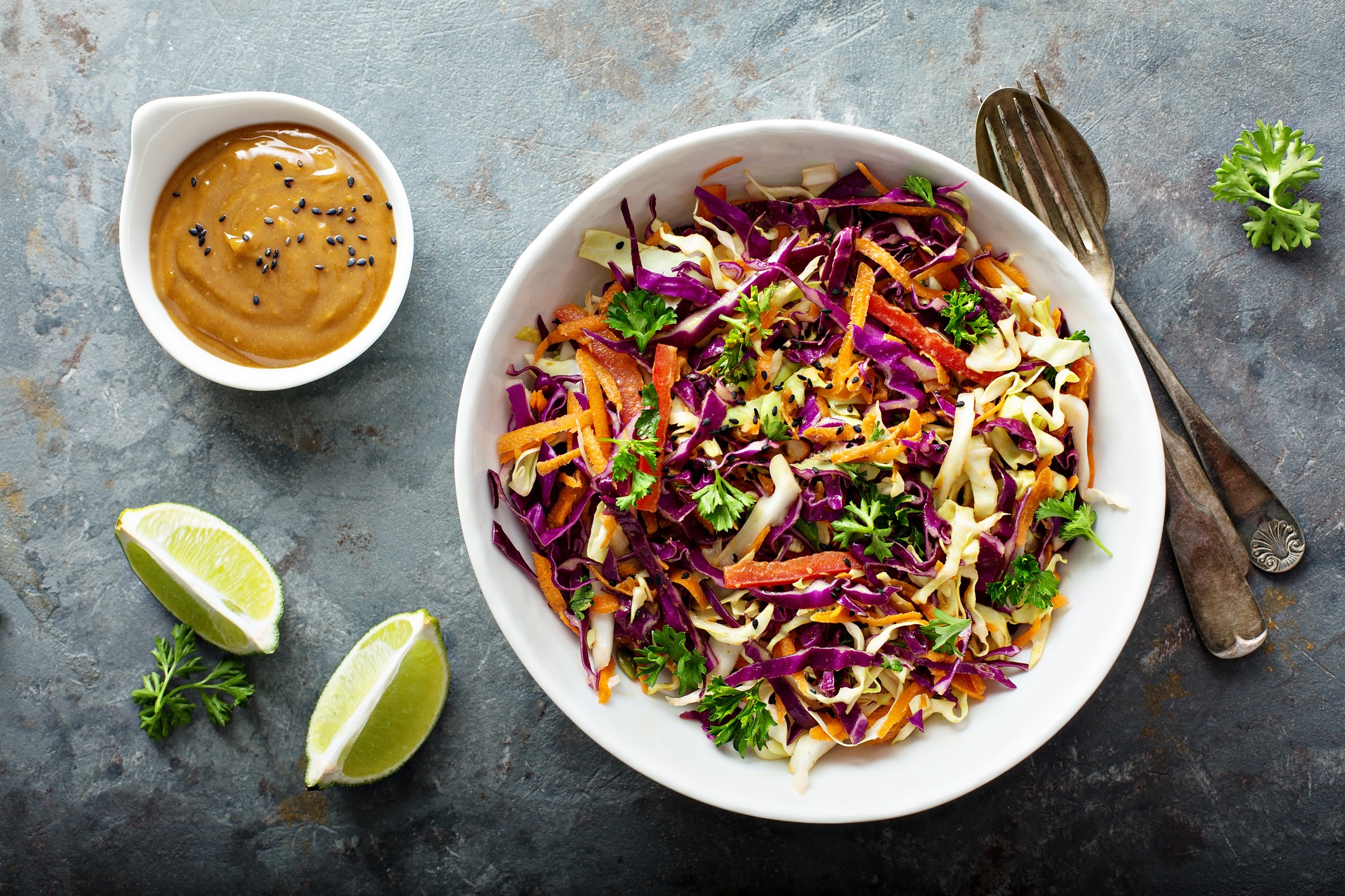 asian cole slaw with peanut butter dressing 108748244