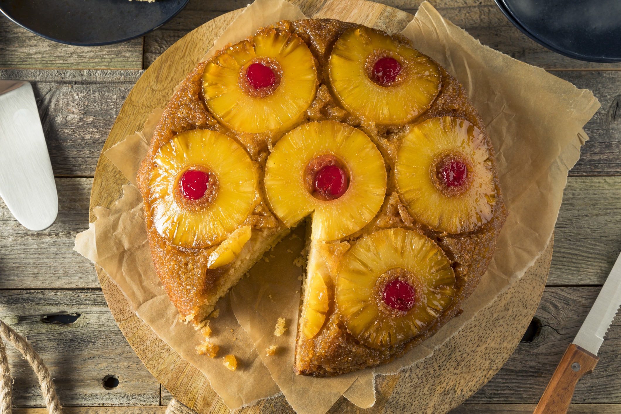 sweet homemade pineapple upside down cake 93120459