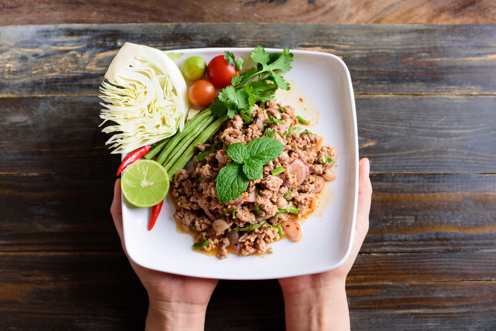 thai food spicy minced pork salad larb moo 171034460 scaled